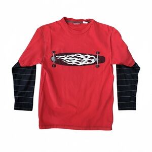 Vintage Y2K Union Bay Medium Skate Board Red Shirt Punk Skater Grunge 2000s USA